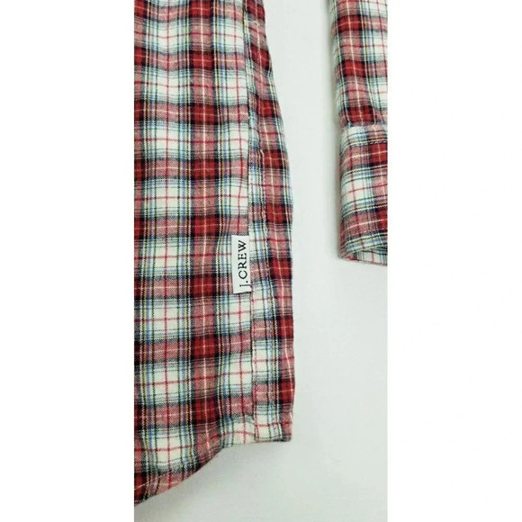J. Crew Size Medium Men's Button Down Long Sleeve Red White Check Cotton Shirt - Picture 6 of 10